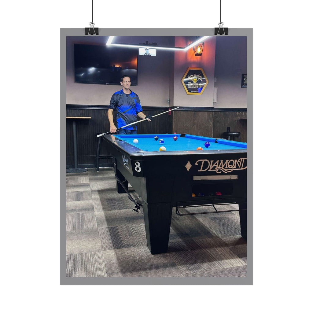 Pool Table Photo Rolled Poster | Billiards Room Wall Art