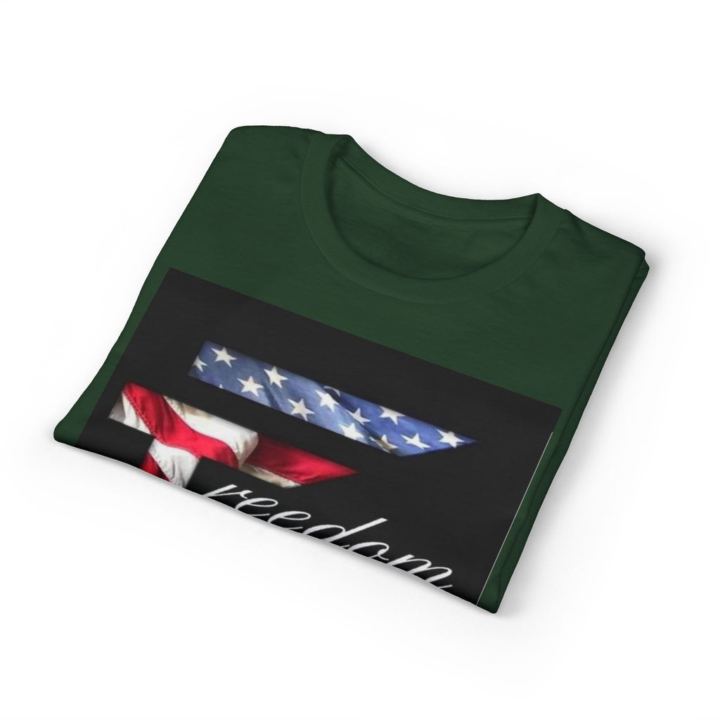 American Flag 'T' Freedom T-Shirt | Bed Wine & Blue Back Design