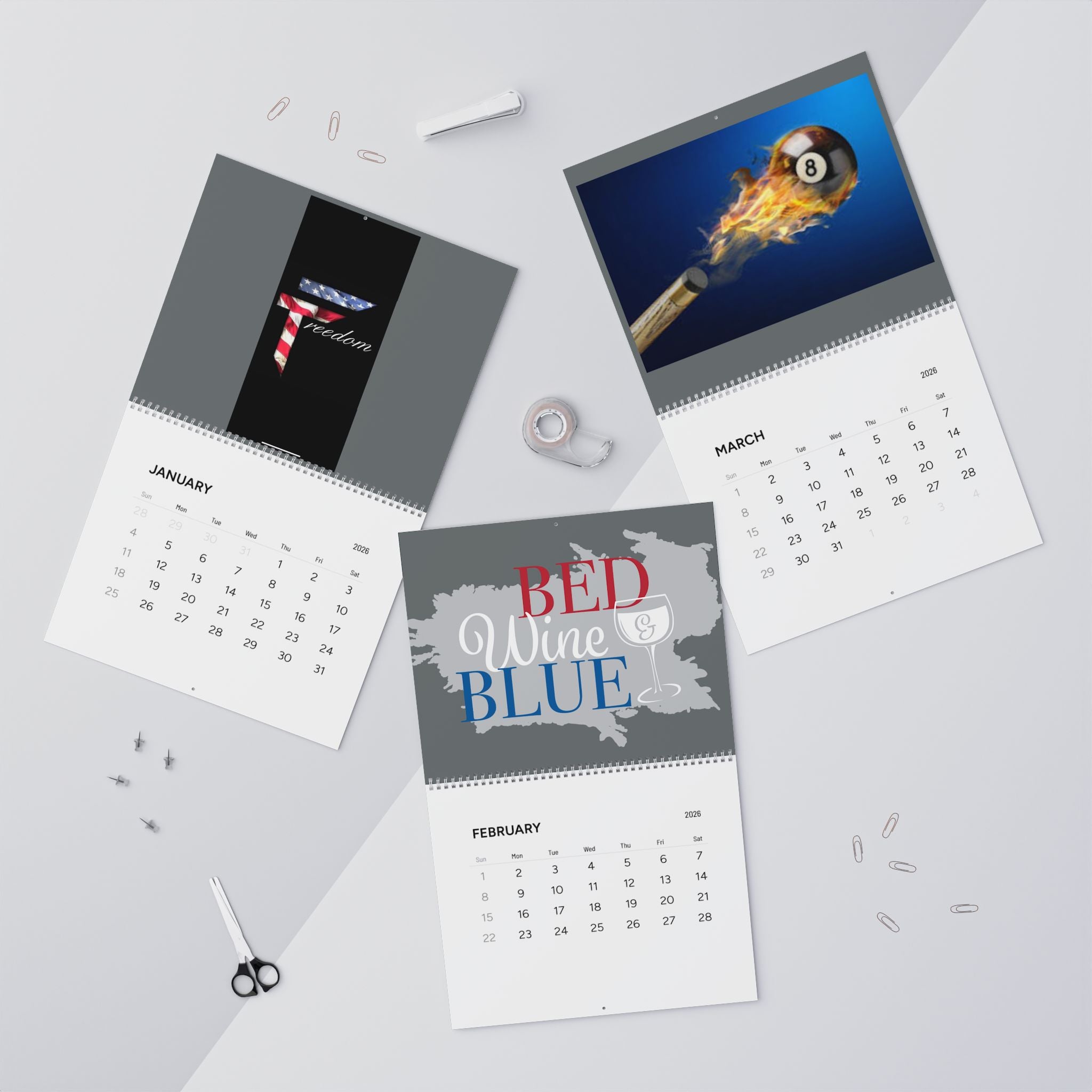 American Flag Freedom design Wall Calendar | 2026 monthly calendar