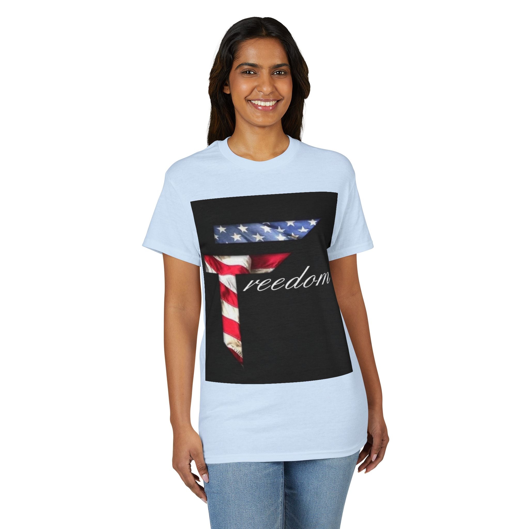 American Flag 'T' Freedom T-Shirt | Bed Wine & Blue Back Design