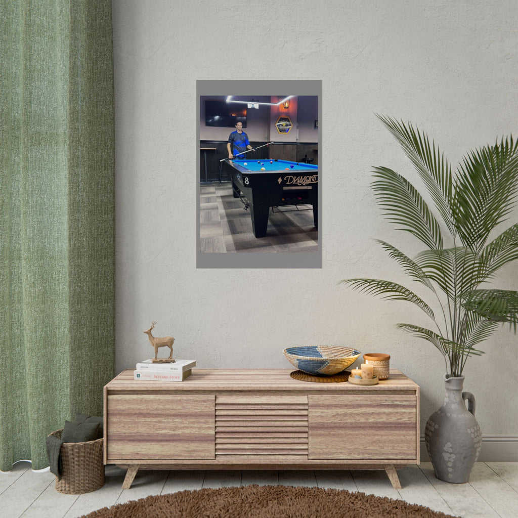 Pool Table Photo Rolled Poster | Billiards Room Wall Art