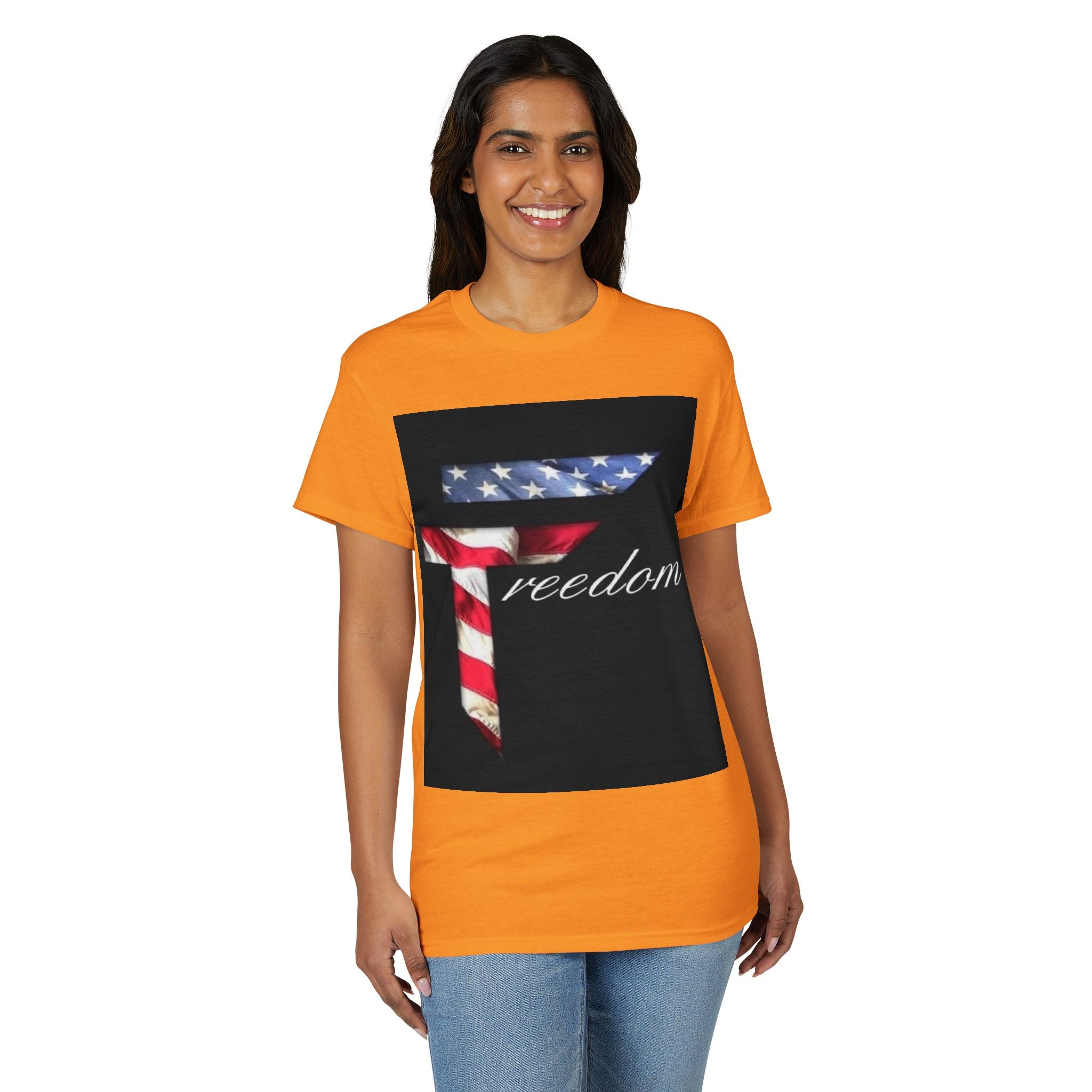 American Flag 'T' Freedom T-Shirt | Bed Wine & Blue Back Design