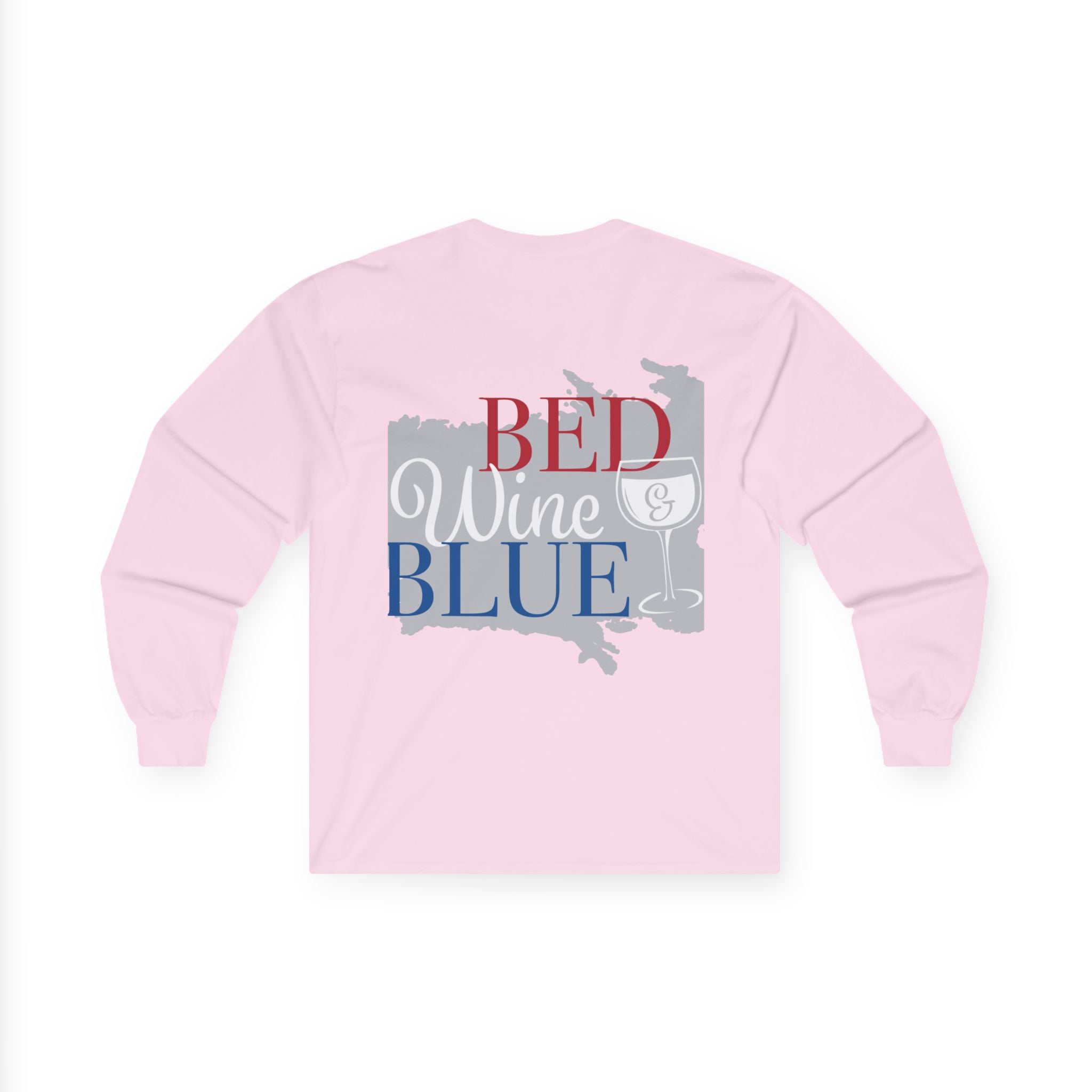 Freedom flag graphic Long Sleeve Tee | Red Wine Blue state silhouette Long Sleeve Tee