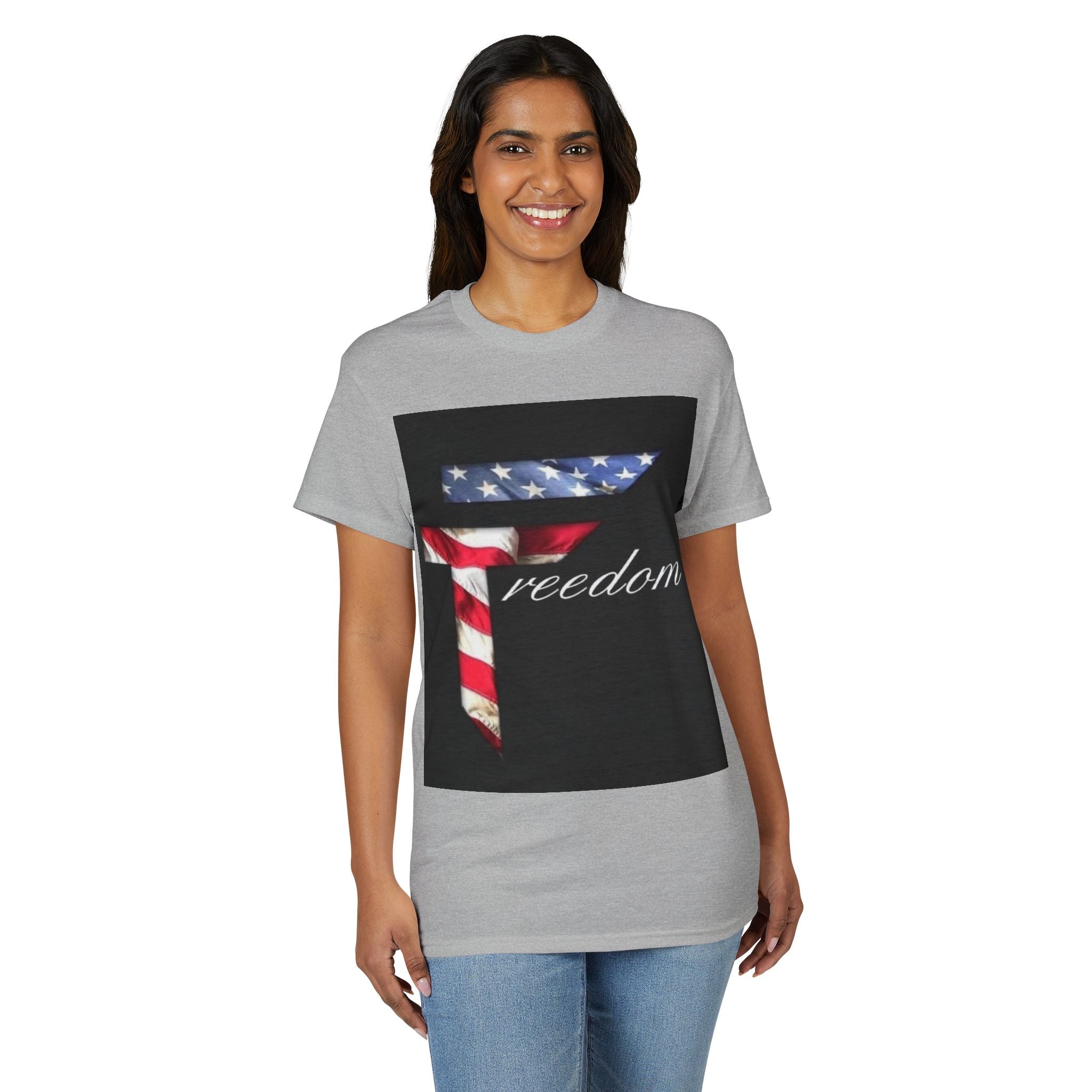 American Flag 'T' Freedom T-Shirt | Bed Wine & Blue Back Design