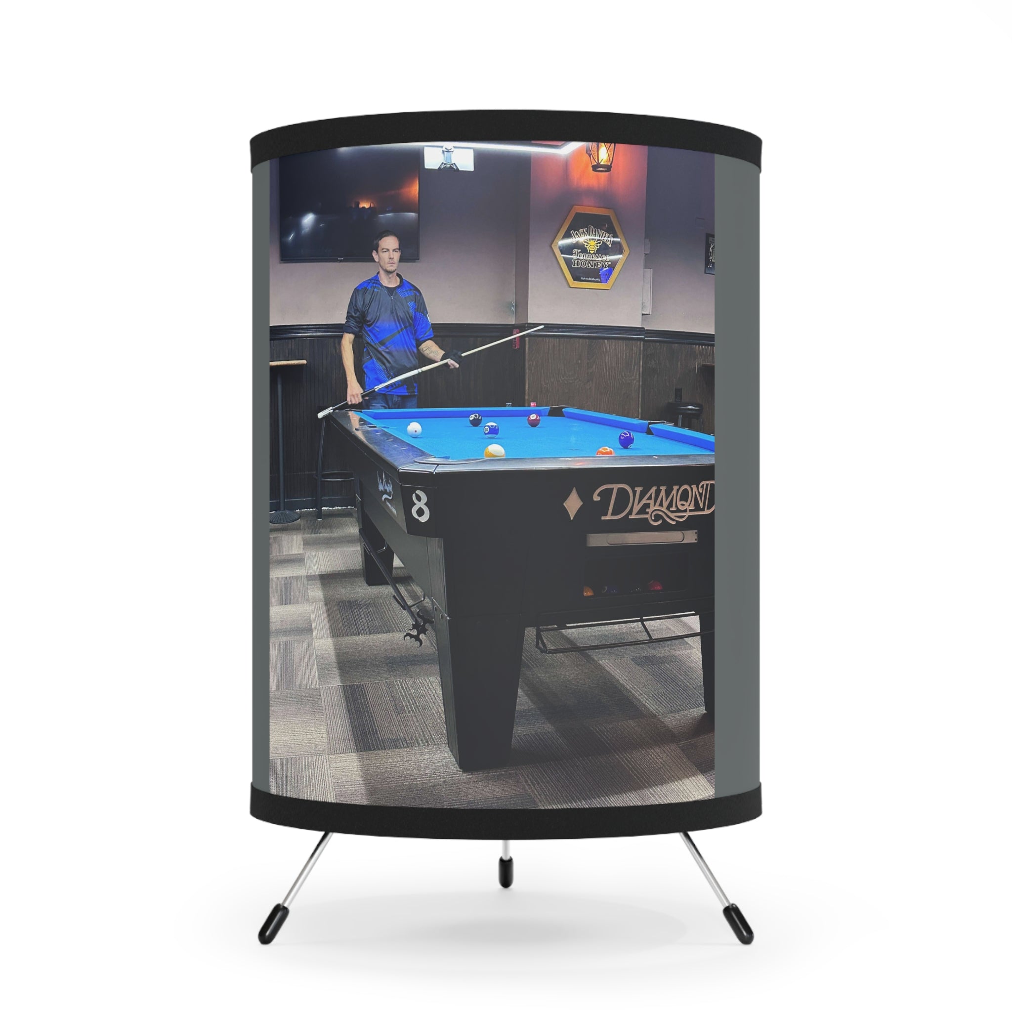 Pool Table Scene Tripod Lamp | Printed Photo Shade, US/CA Plug