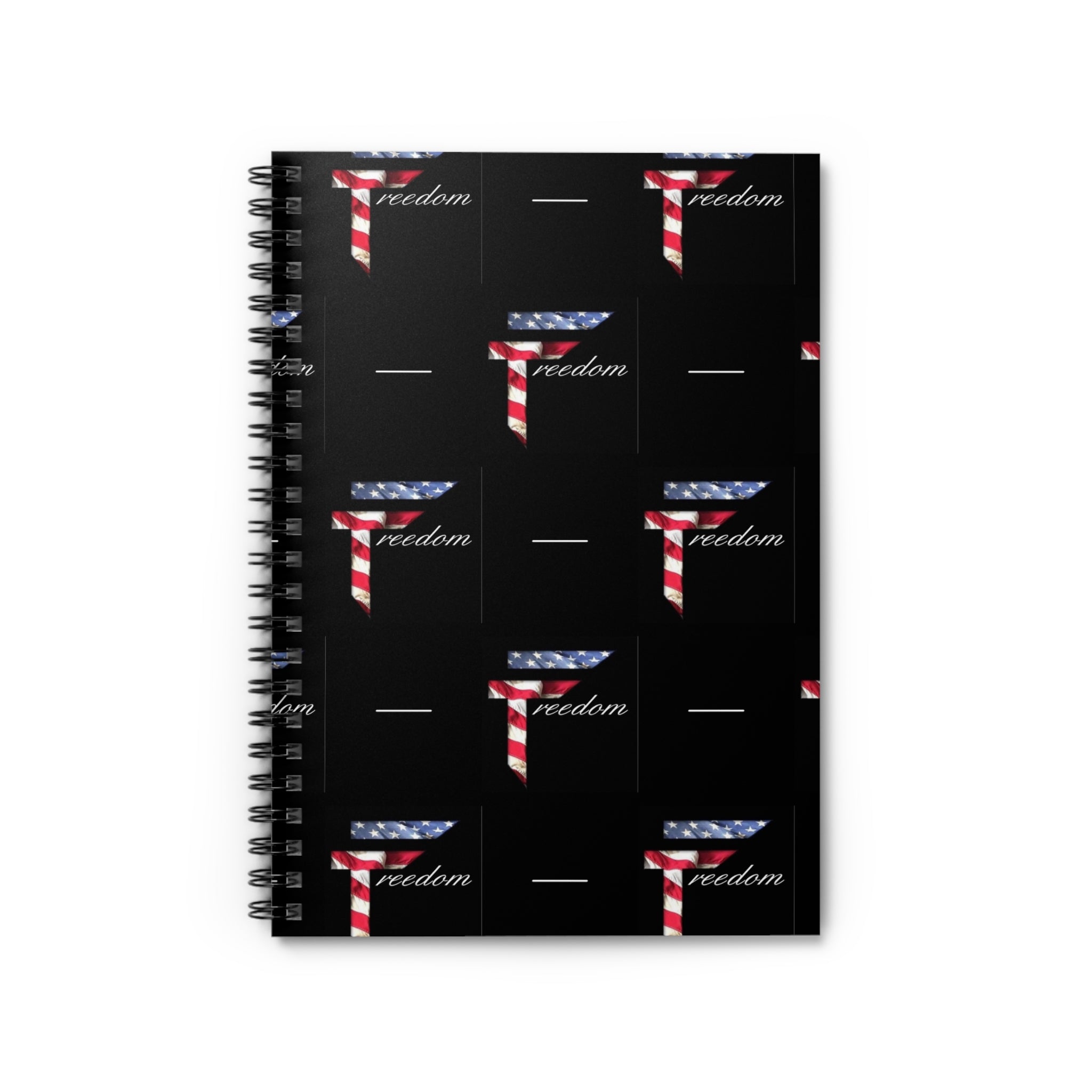American Flag 'T' Freedom Pattern Spiral Notebook | Ruled