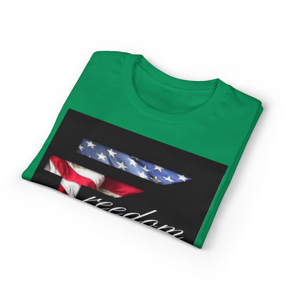 American Flag 'T' Freedom T-Shirt | Bed Wine & Blue Back Design
