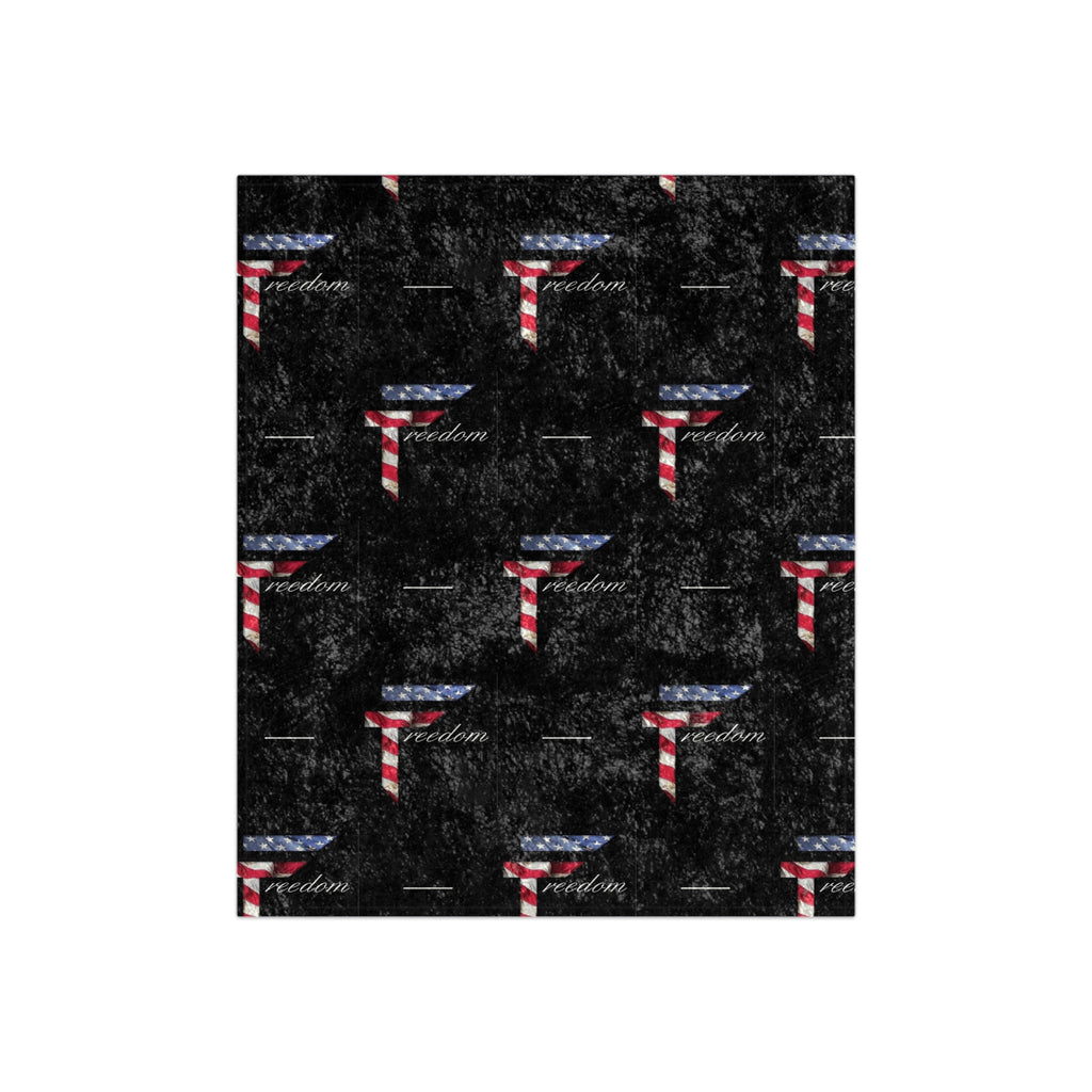 American Flag Letter T pattern Crushed Velvet Blanket | Patriotic stars and stripes design