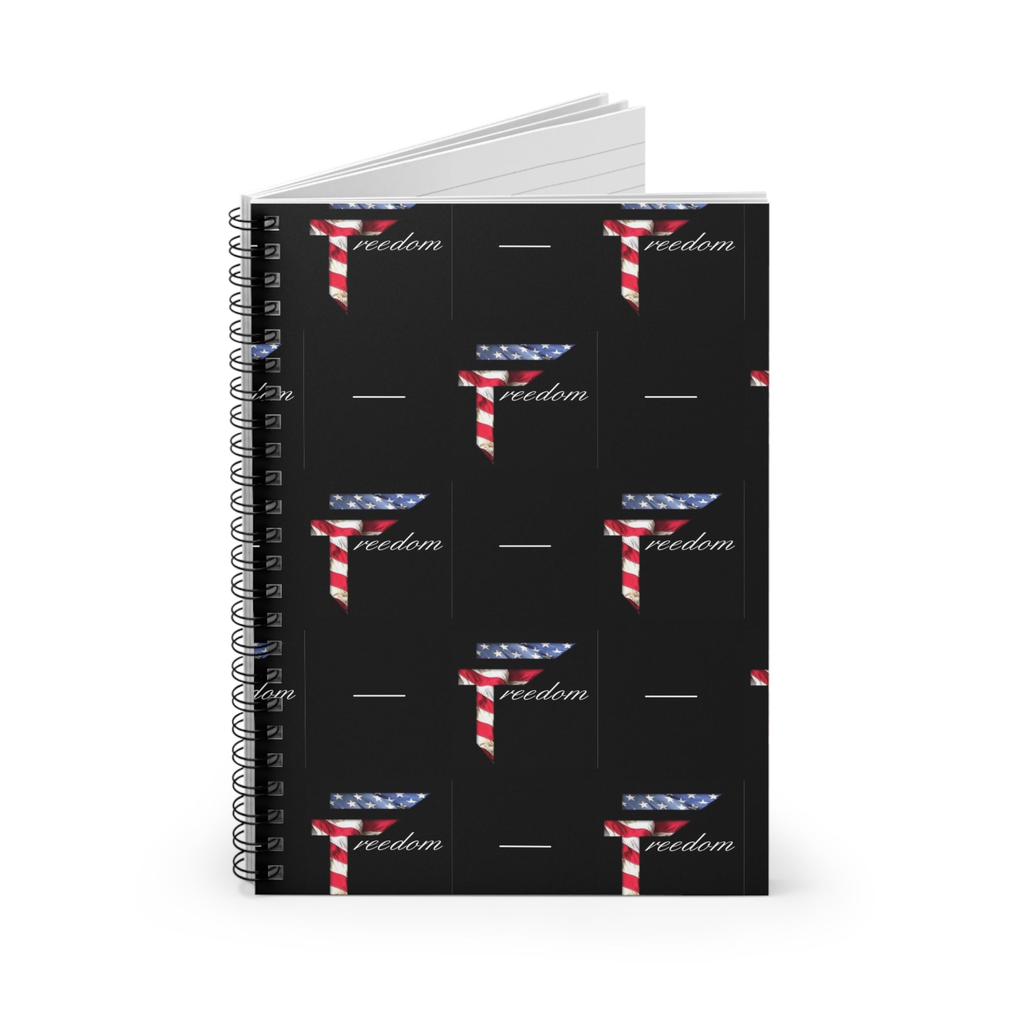 American Flag 'T' Freedom Pattern Spiral Notebook | Ruled