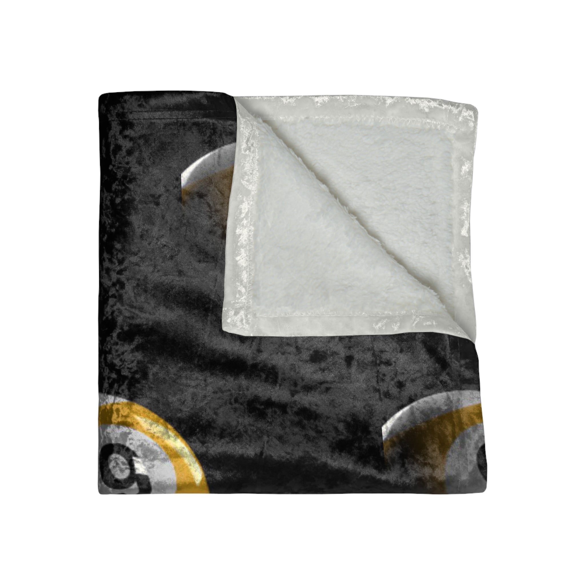 Golden 9 Ball Pattern Crushed Velvet Blanket | Pool Billiards Throw