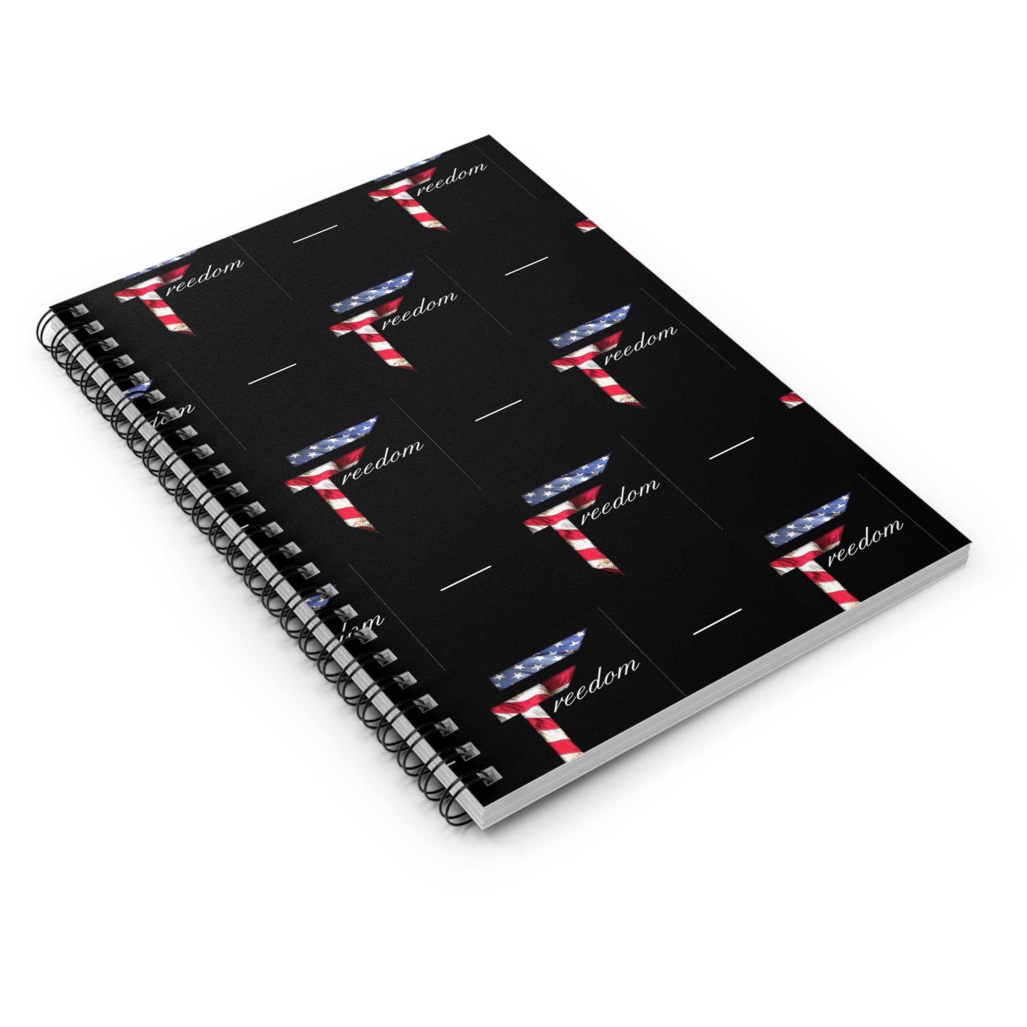 American Flag 'T' Freedom Pattern Spiral Notebook | Ruled