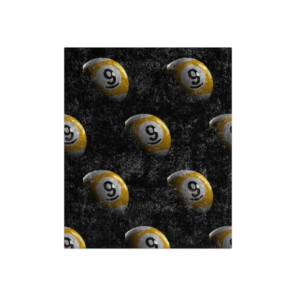 Golden 9 Ball Pattern Crushed Velvet Blanket | Pool Billiards Throw
