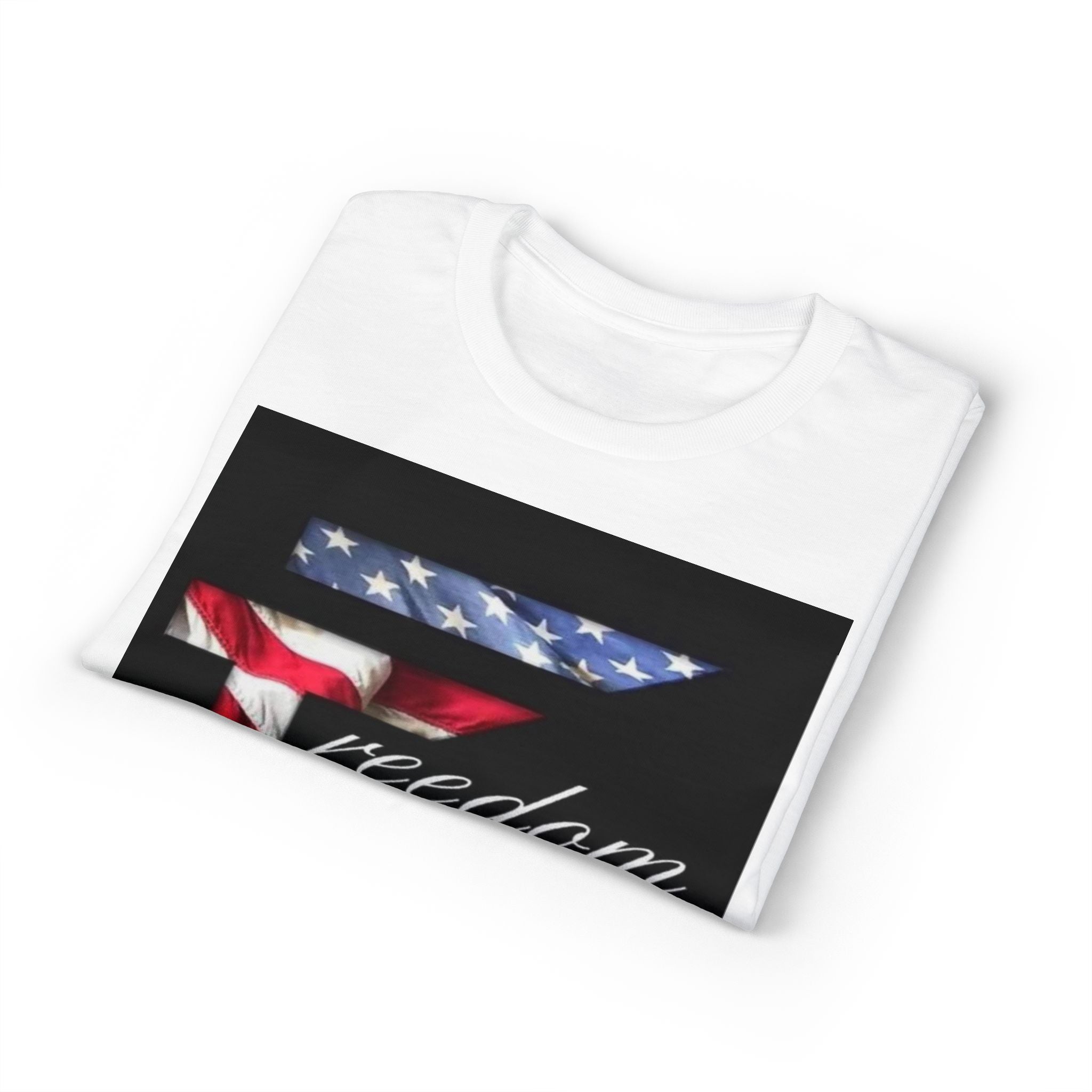 American Flag 'T' Freedom T-Shirt | Bed Wine & Blue Back Design