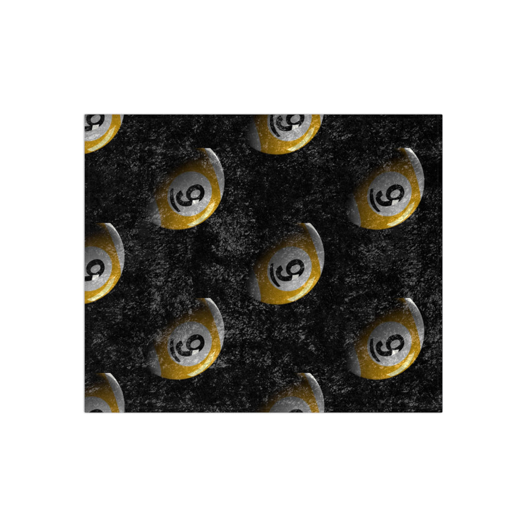 Golden 9 Ball Pattern Crushed Velvet Blanket | Pool Billiards Throw