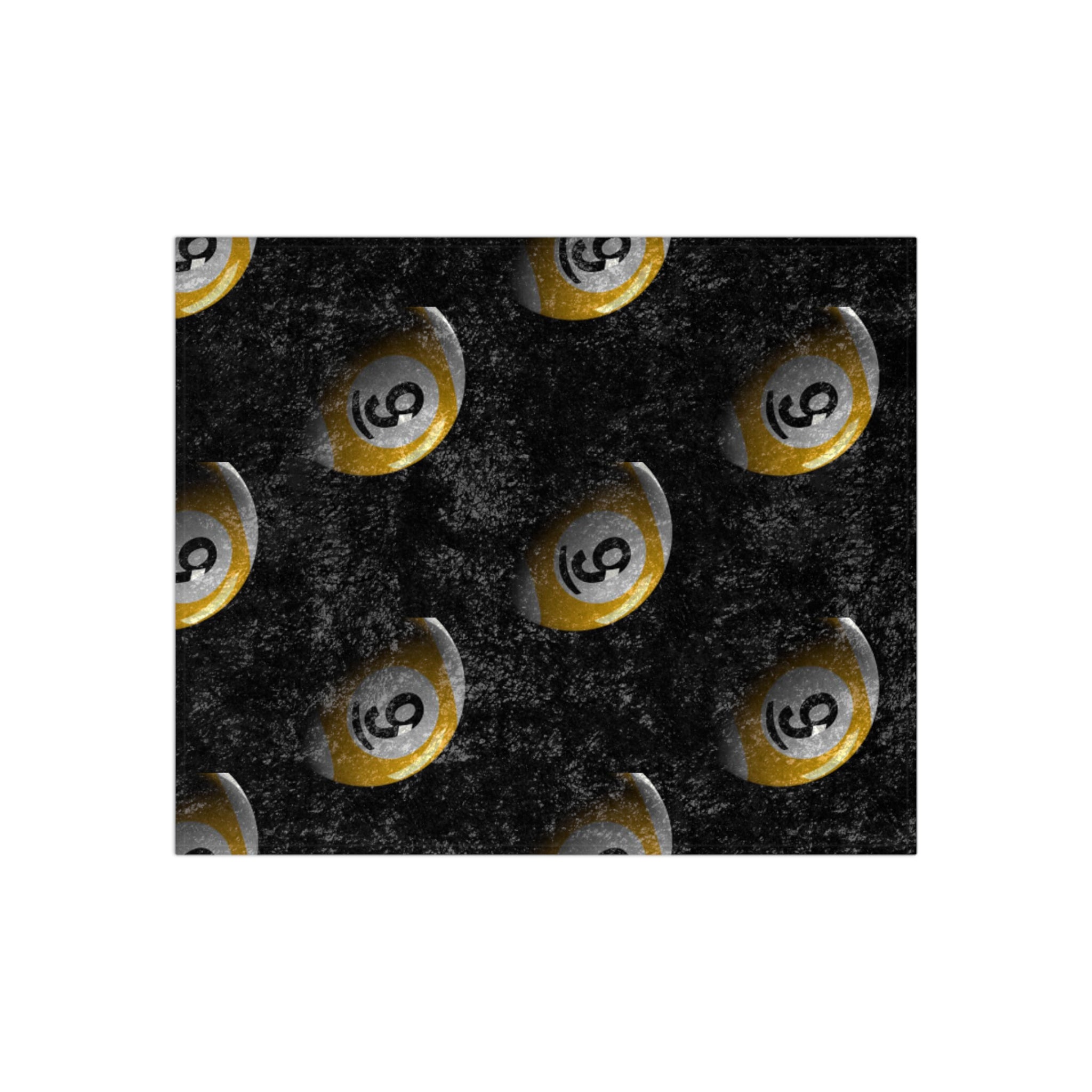 Golden 9 Ball Pattern Crushed Velvet Blanket | Pool Billiards Throw