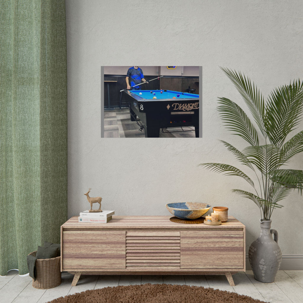 Pool Table Photo Rolled Poster | Billiards Room Wall Art