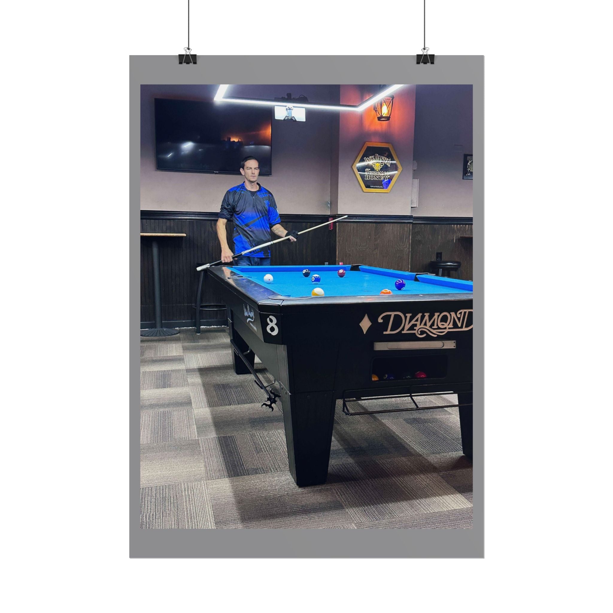 Pool Table Photo Rolled Poster | Billiards Room Wall Art