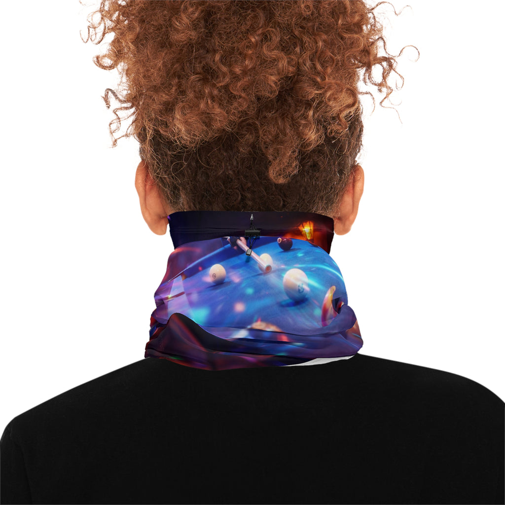 Pool Player Winter Neck Gaiter with Drawstring – Billiards Neon Music Scarf