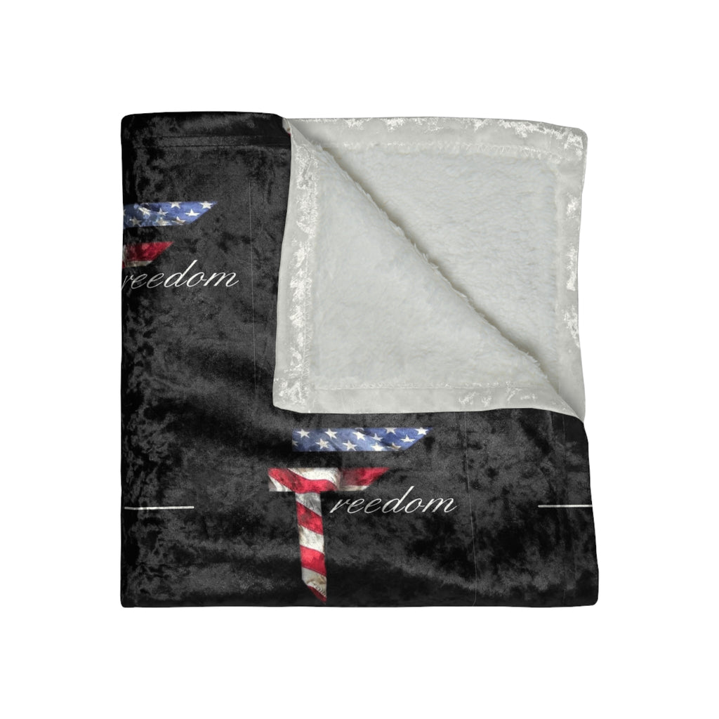 American Flag Letter T pattern Crushed Velvet Blanket | Patriotic stars and stripes design