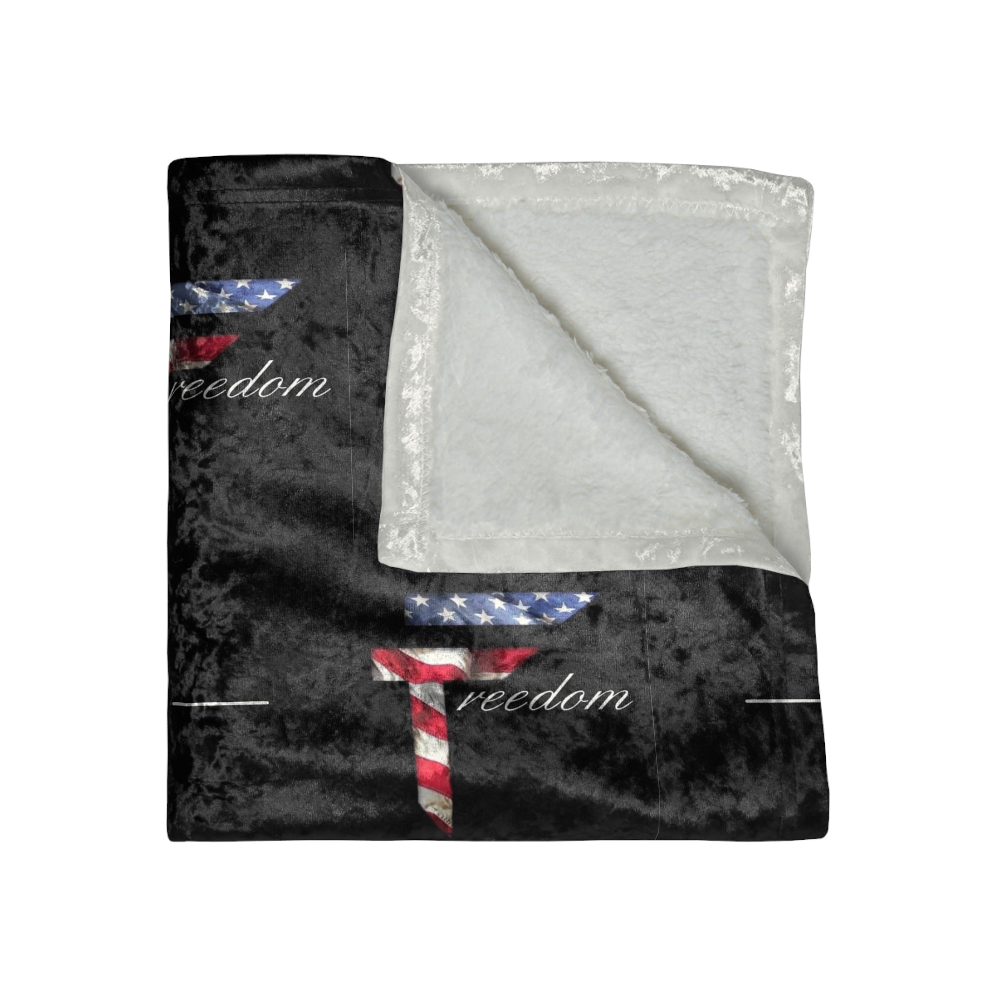 American Flag Letter T pattern Crushed Velvet Blanket | Patriotic stars and stripes design