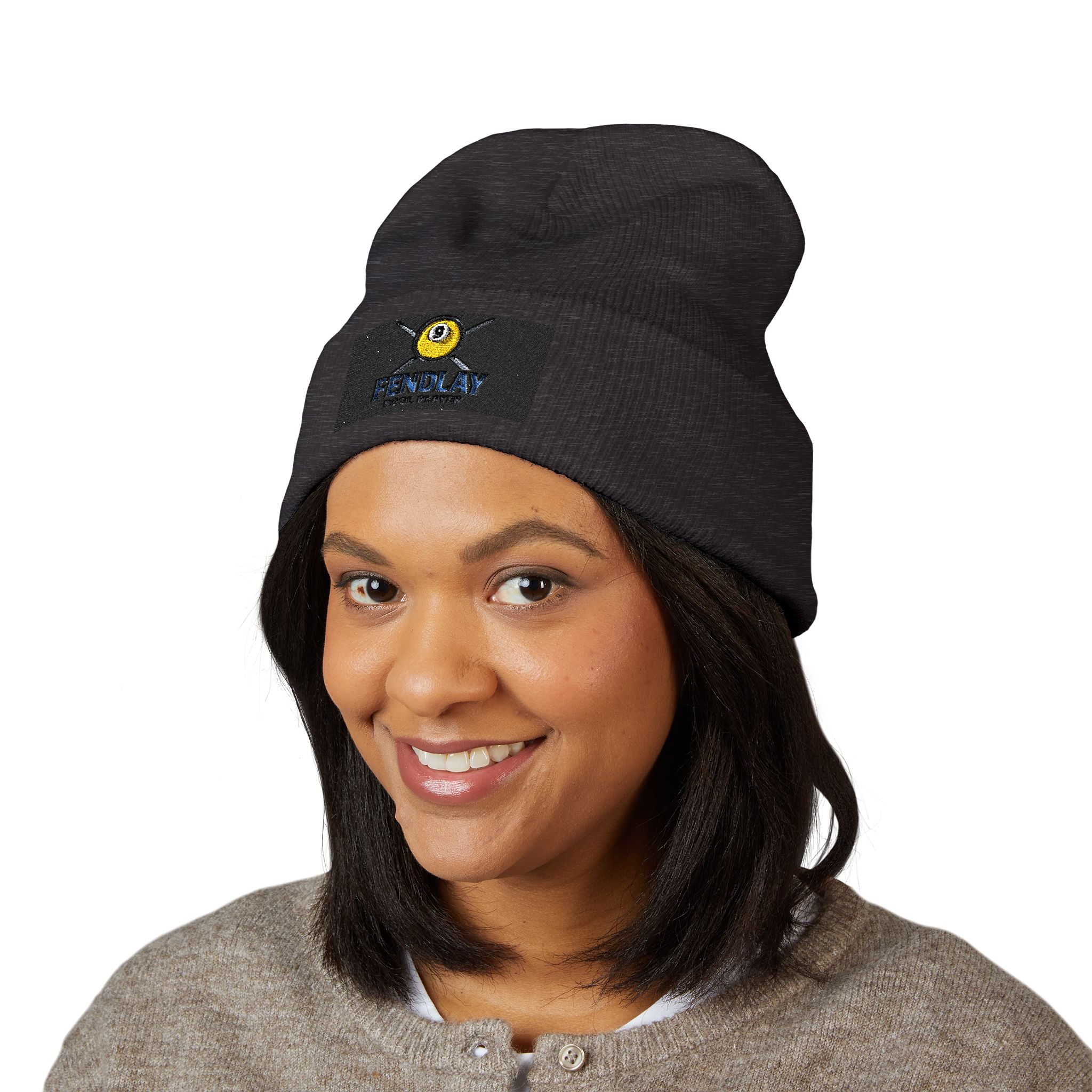 Pool Cue and 9-Ball Logo Beanie | Embroidered Cuffed Beanie