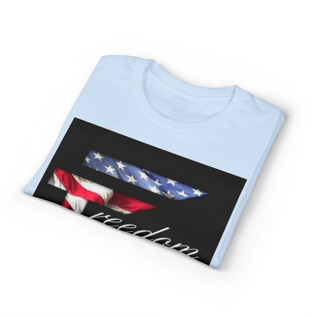 American Flag 'T' Freedom T-Shirt | Bed Wine & Blue Back Design
