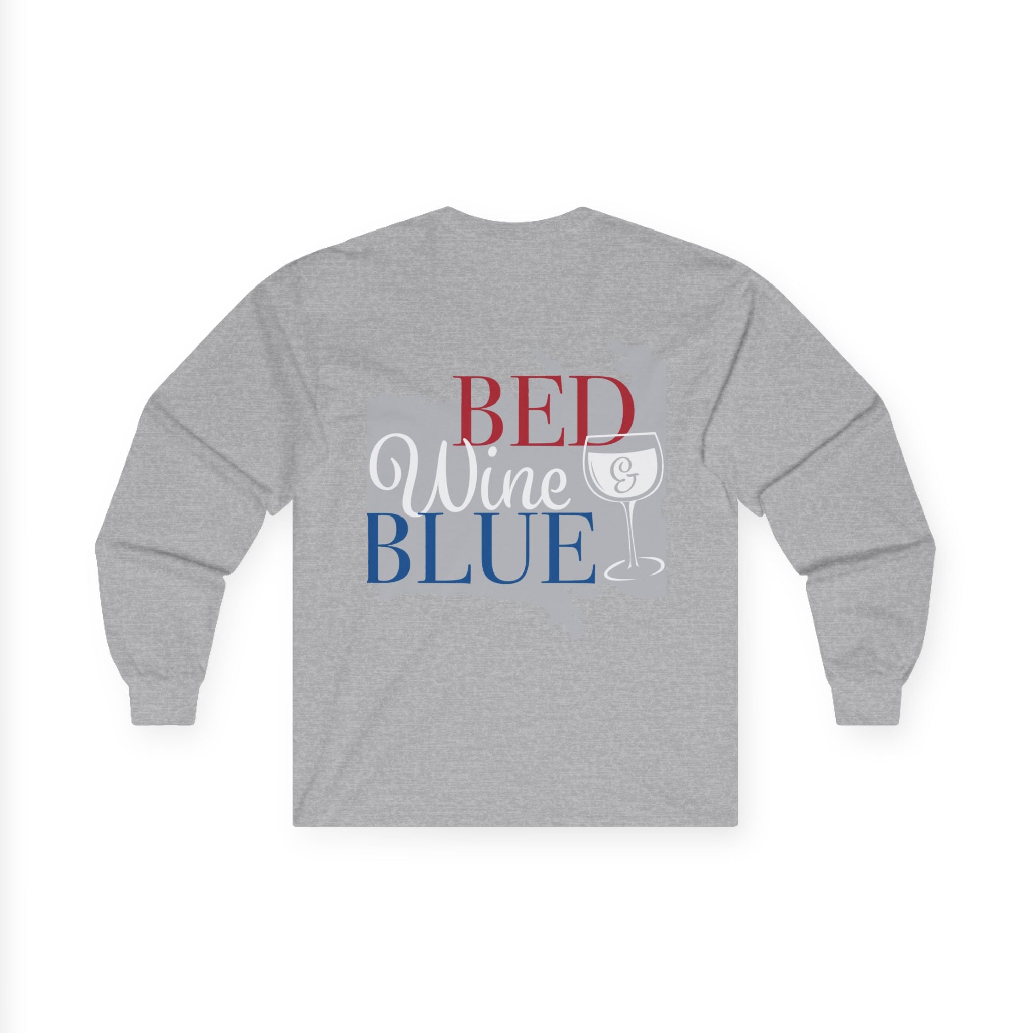 Freedom flag graphic Long Sleeve Tee | Red Wine Blue state silhouette Long Sleeve Tee