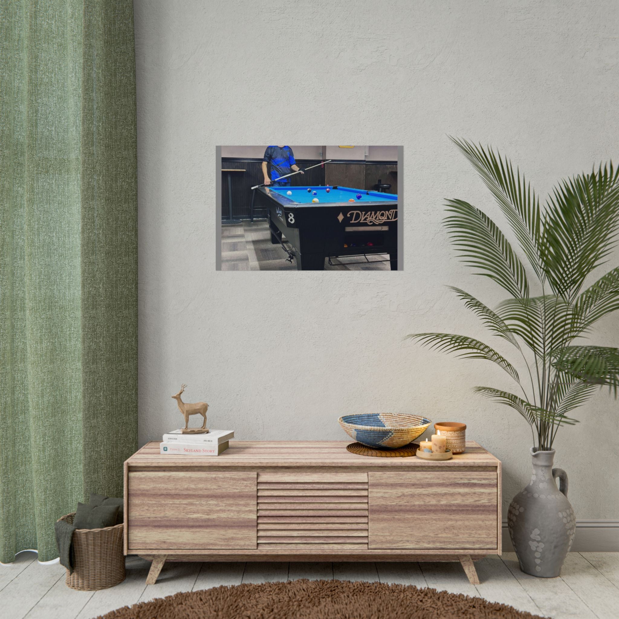 Pool Table Photo Rolled Poster | Billiards Room Wall Art