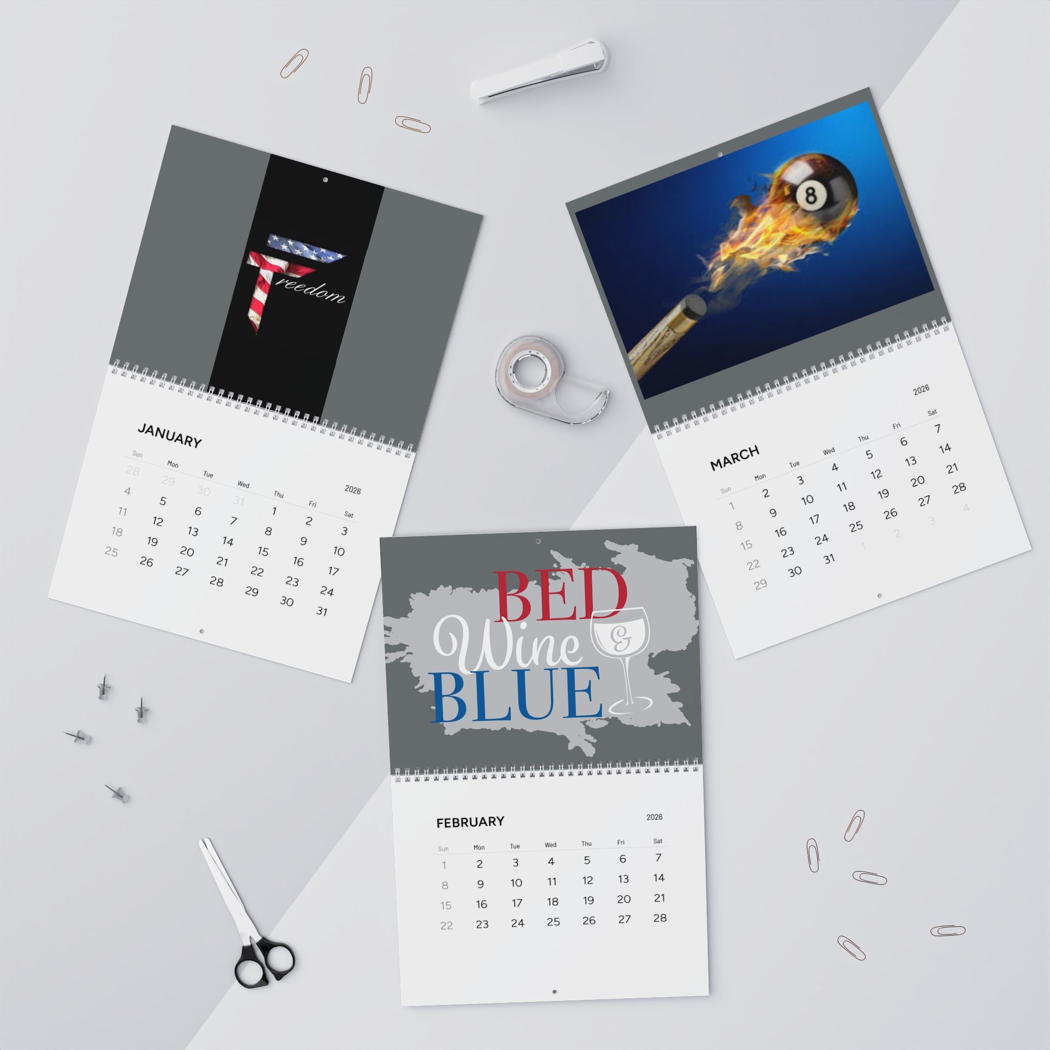 American Flag Freedom design Wall Calendar | 2026 monthly calendar