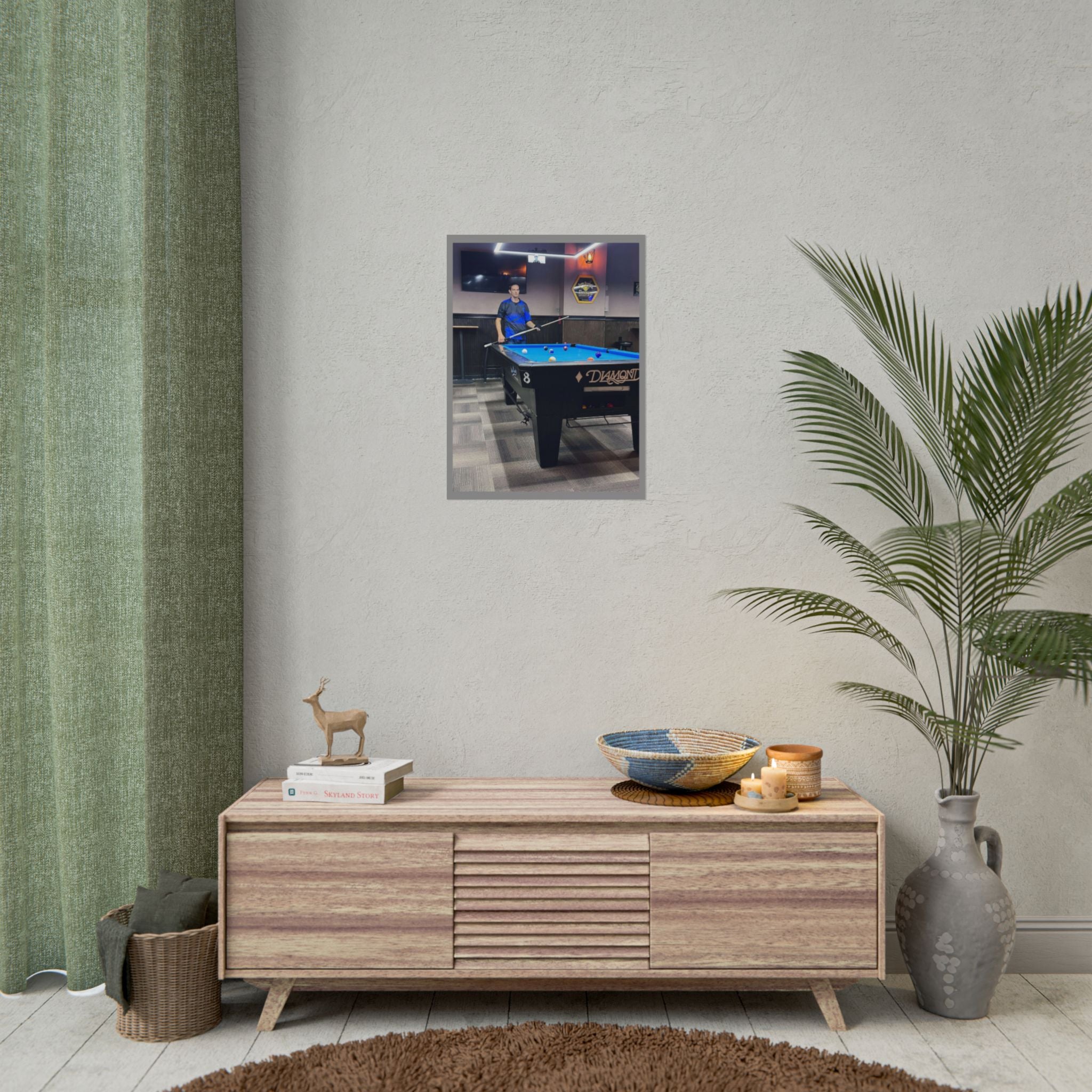 Pool Table Photo Rolled Poster | Billiards Room Wall Art