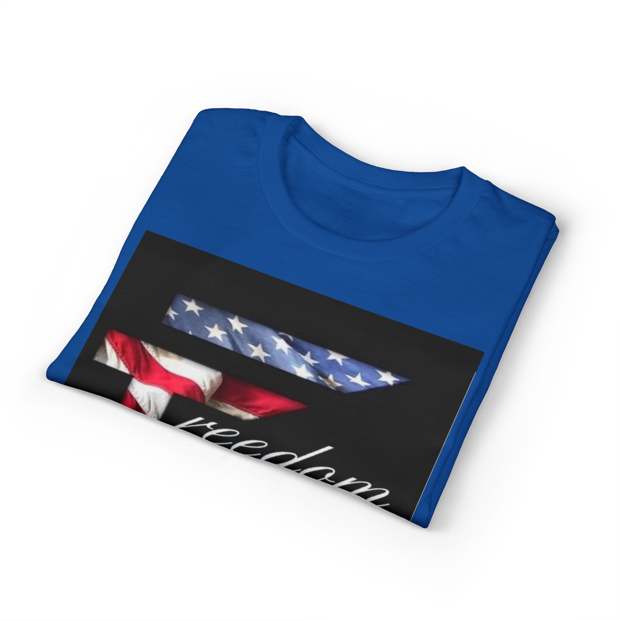 American Flag 'T' Freedom T-Shirt | Bed Wine & Blue Back Design