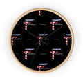 American Flag T Pattern Wall Clock | Freedom Motif, Black Background