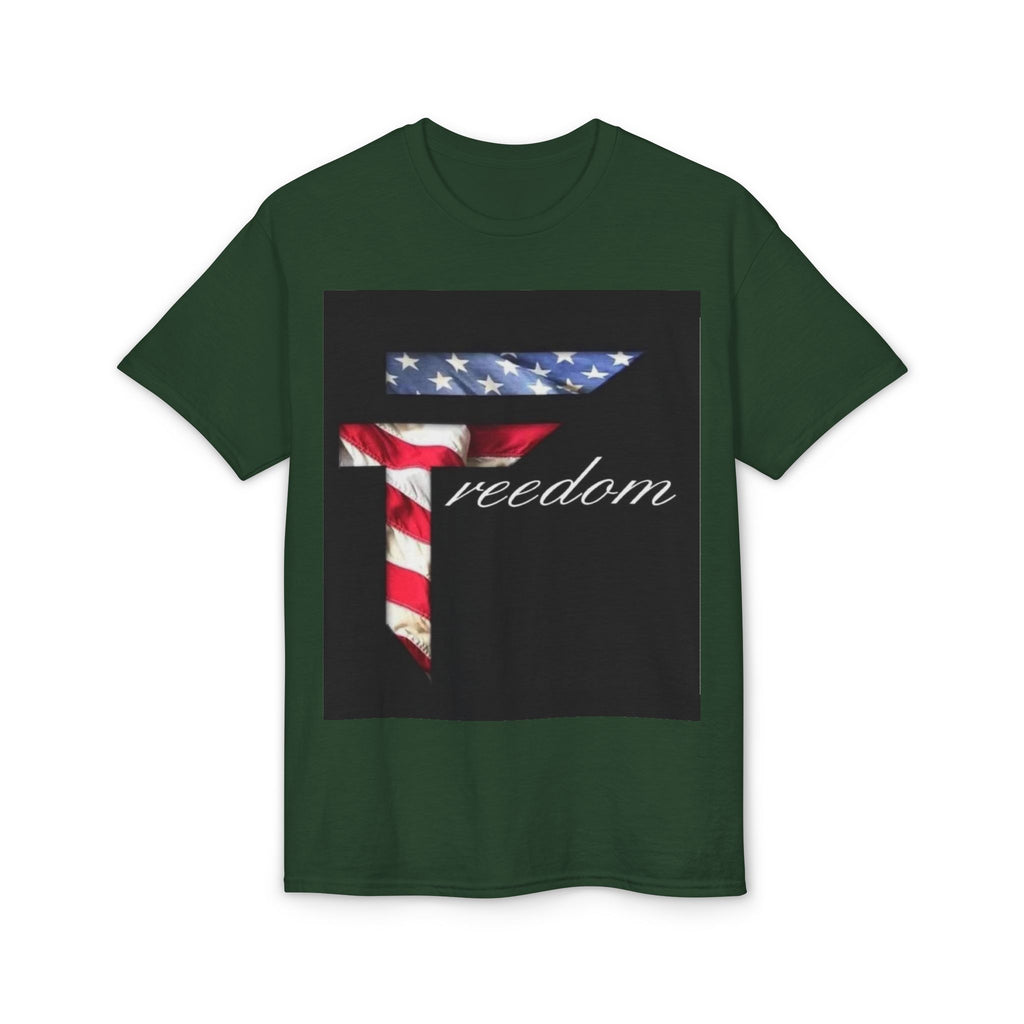 American Flag 'T' Freedom T-Shirt | Bed Wine & Blue Back Design