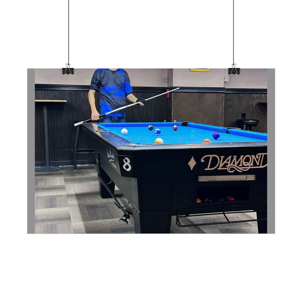Pool Table Photo Rolled Poster | Billiards Room Wall Art