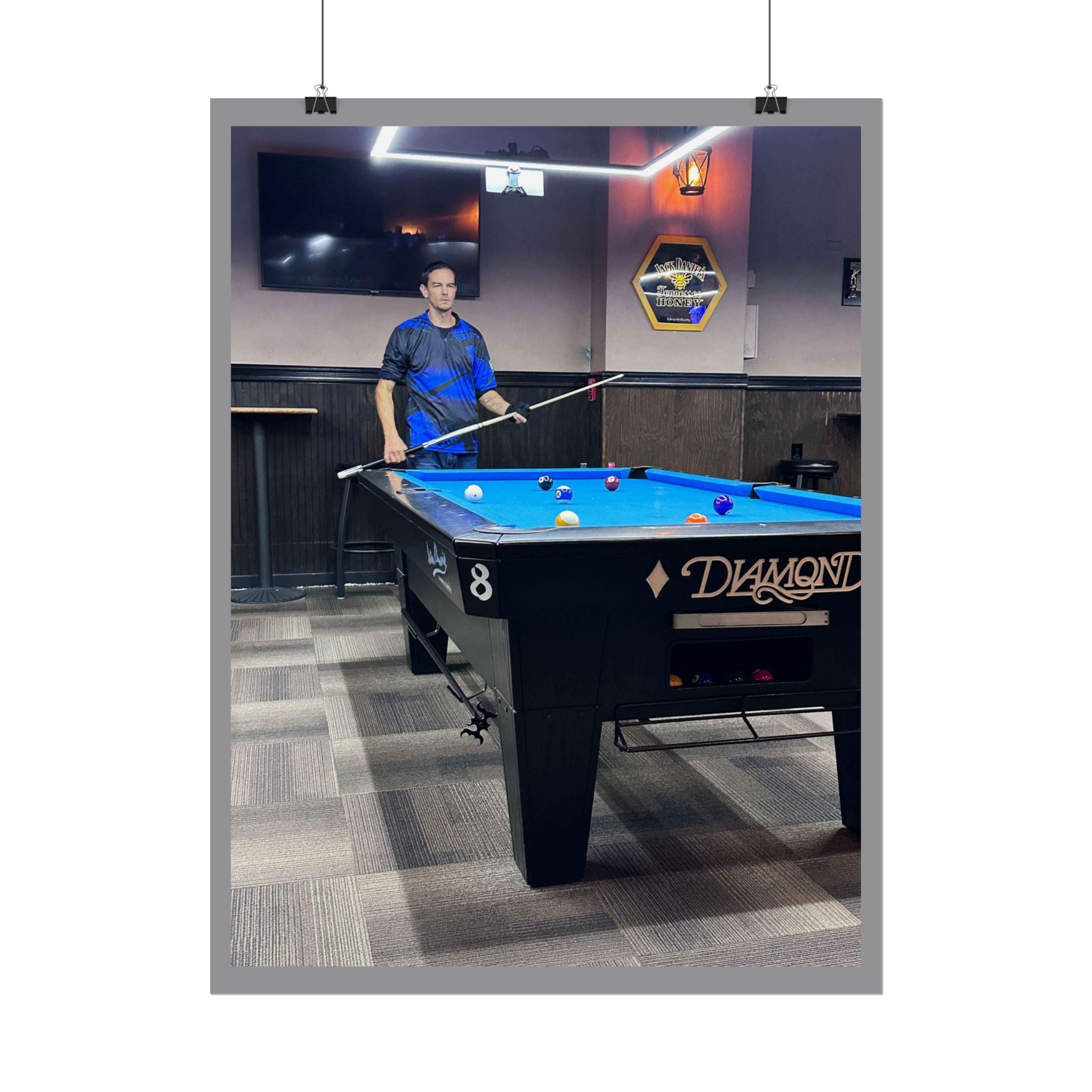 Pool Table Photo Rolled Poster | Billiards Room Wall Art