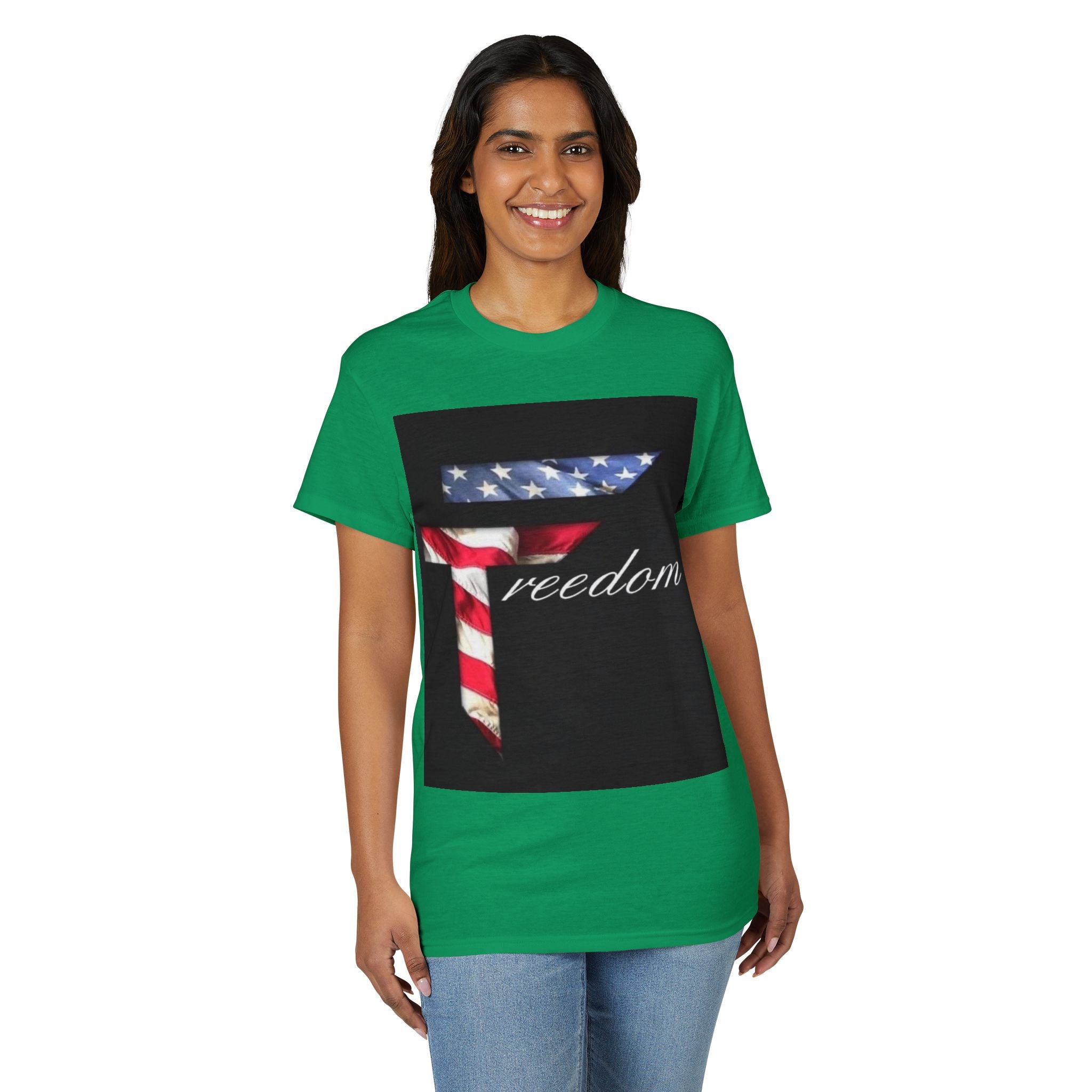 American Flag 'T' Freedom T-Shirt | Bed Wine & Blue Back Design