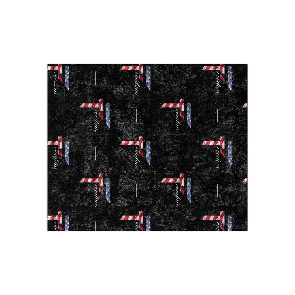 American Flag Letter T pattern Crushed Velvet Blanket | Patriotic stars and stripes design